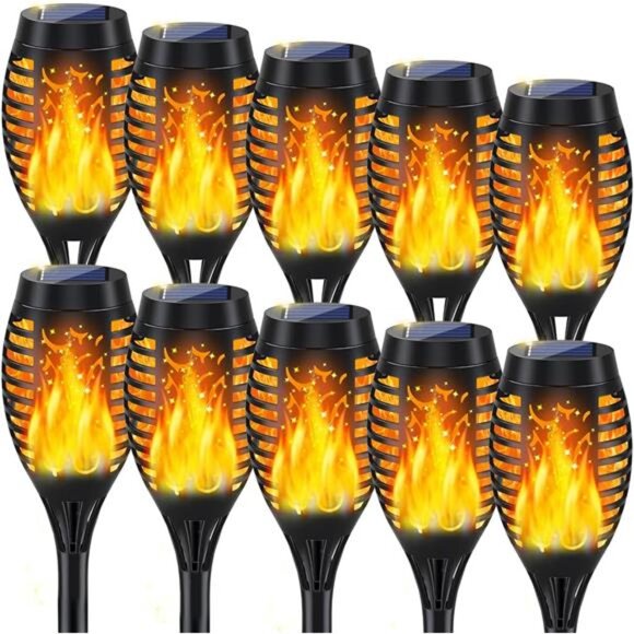 10Pack Solar Lights Outdoor, Solar Torch Lights Outdoor Flickering Flame - Picture 1 of 7